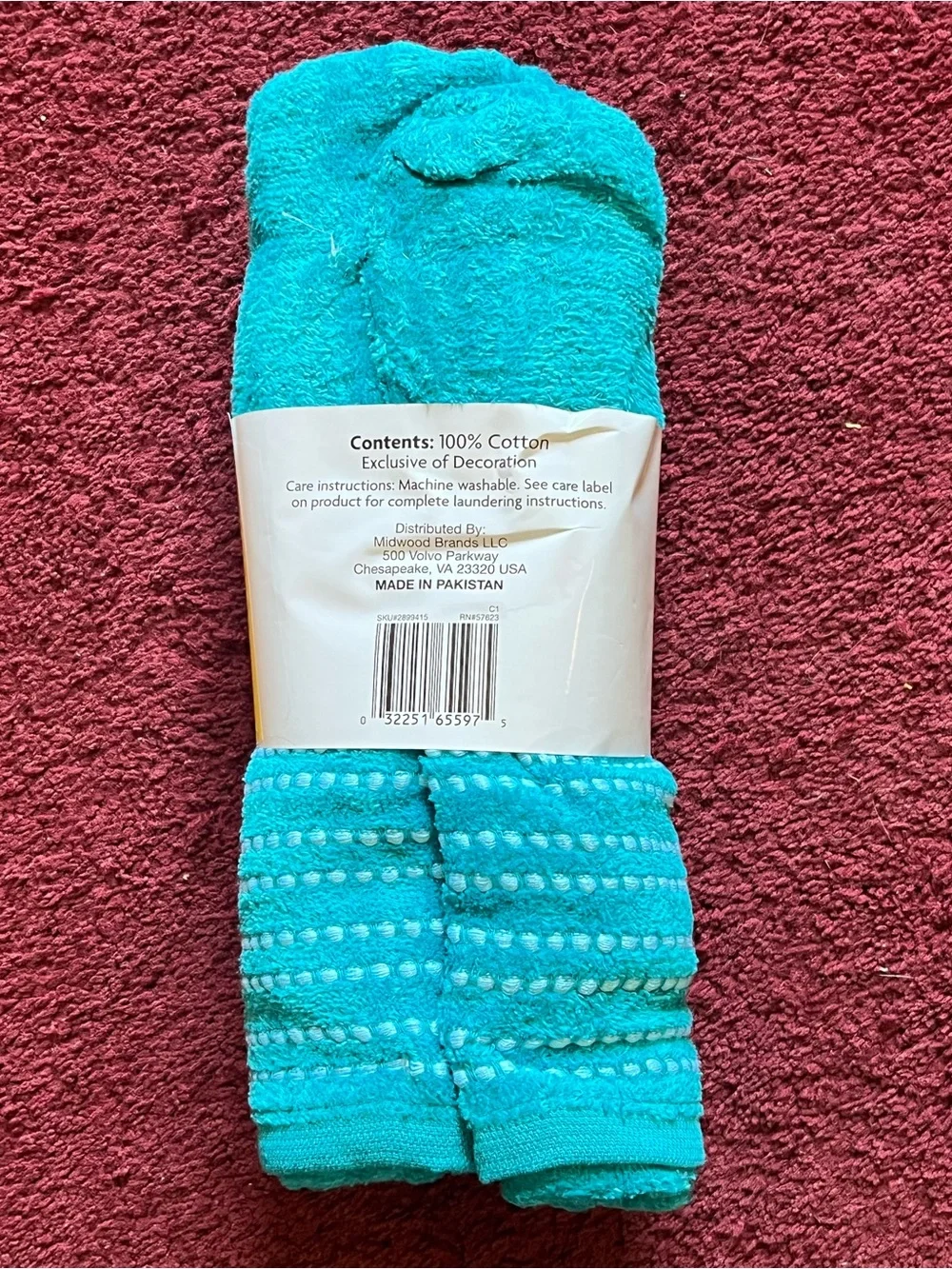 Blue Terry Cloth Beach Towel With Sewn Accents